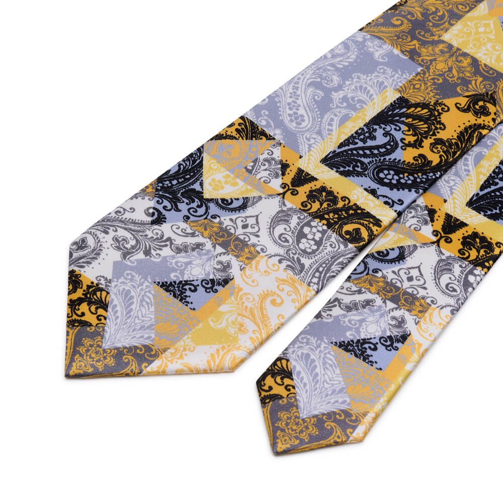 Paisley Masterpiece Yellow and Black Duchesse Silk Tie – Silvio