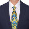 Extra Long Donnafugata Yellow and Blue Duchesse Silk Tie
