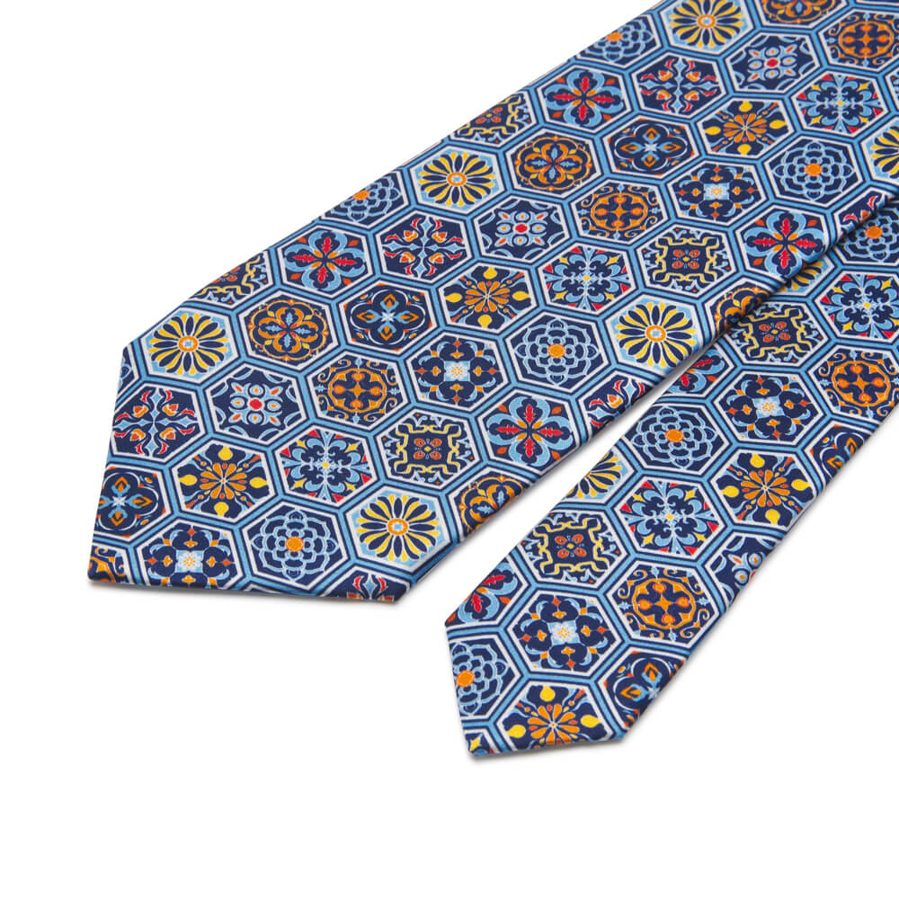Extra Long Baroque Triumph Light Blue Duchesse Silk Tie – Silvio