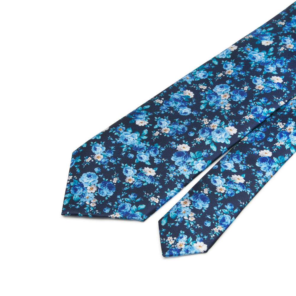 Blue Floral Garden Duchesse Silk Tie – Silvio Fiorello