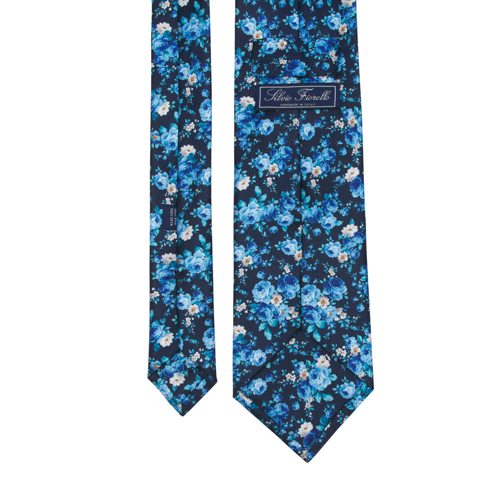 Blue Floral Garden Duchesse Silk Tie – Silvio Fiorello