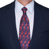Cravatta Foglie Acanthus Blu e Rosso Seta Duchesse