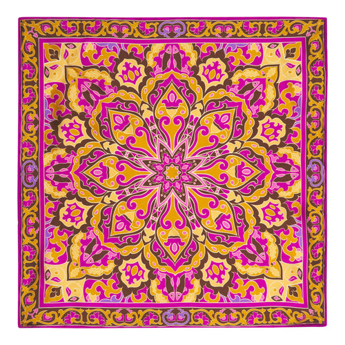 Pochette Emblema dei Templari Magenta e Giallo Seta