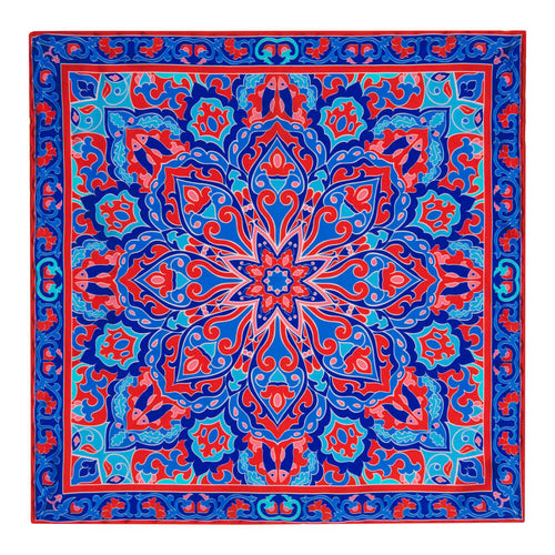 The Templar Emblem Red and Royal Blue Silk Pocket Square