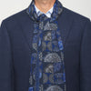 Sciarpa Blu Patchwork Medaglioni e Madras Lana