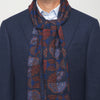 Sciarpa Blu e Bordeaux Patchwork Medaglioni e Madras Lana