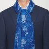 Sciarpa Blu Ceramica Siciliana e Paisley Double Face Lana