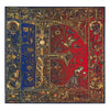 Pochette Monogramma Medievale Lettera F Rosso e Blu Seta