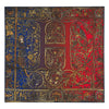 Pochette Monogramma Medievale Lettera H Rosso e Blu Seta