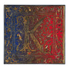 Pochette Monogramma Medievale Lettera K Rosso e Blu Seta