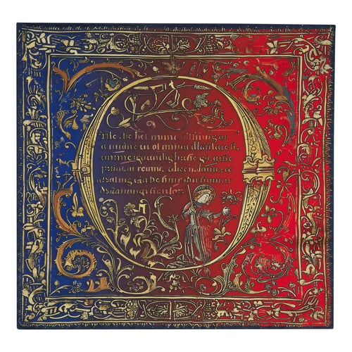 Medieval Monogram Letter O Red and Blue Silk Pocket Square