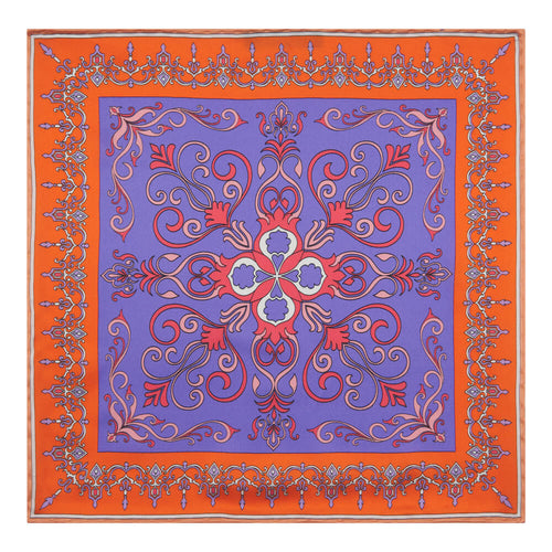 Flower of Sicily Purple and Orange Silk Pocket Square