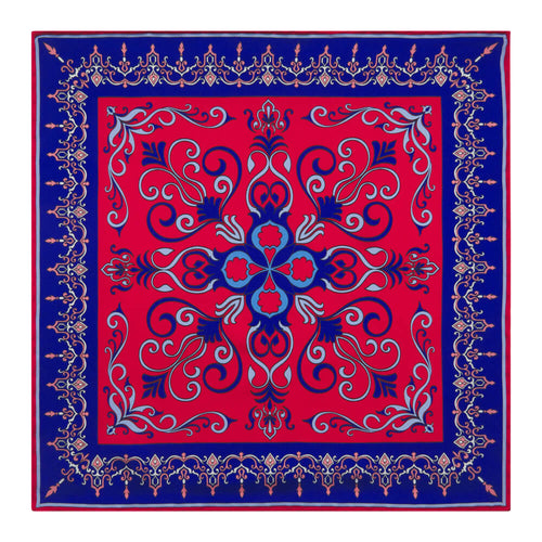Flower of Sicily Red and Blue Silk Pocket Square