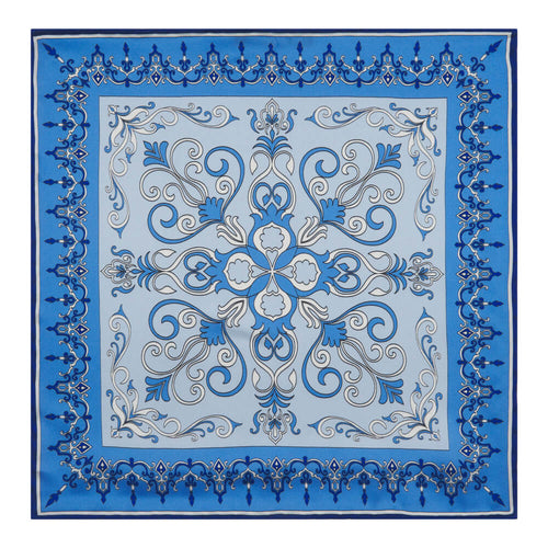 Flower of Sicily Blue Silk Pocket Square