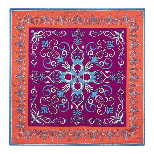 Flower of Sicily Magenta and Orange Silk Pocket Square