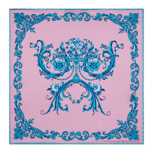 Donnafugata Pink and Light Blue Silk Pocket Square