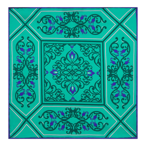 Baroque Art Green Silk Pocket Square