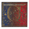 Pochette Monogramma Medievale Lettera Q Rosso e Blu Seta