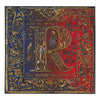 Pochette Monogramma Medievale Lettera R Rosso e Blu Seta