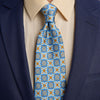 Ortigia Light Blue and Yellow Duchesse Silk Tie
