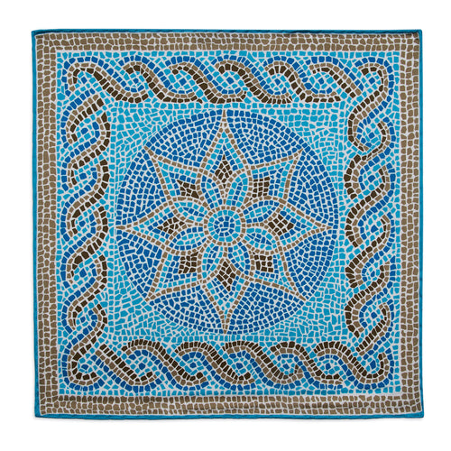 Roman Mosaic Light Blue Silk Pocket Square