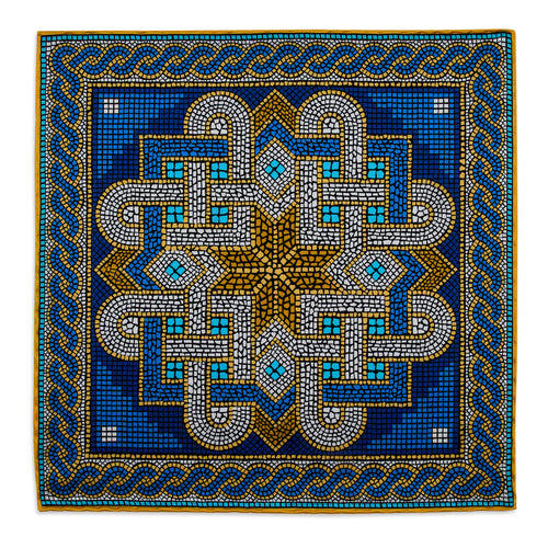 Musivum Yellow and Blue Silk Pocket Square