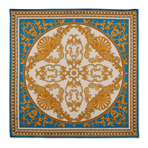 Imperium Teal and Ochre Silk Pocket Square