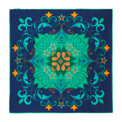 Pochette Lo Splendore dei Medici Blu e Verde Seta