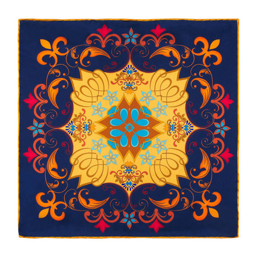 Pochette Lo Splendore dei Medici Blu e Giallo Seta