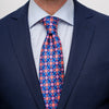 The Sicans Blue Orange and Pink Duchesse Silk Tie