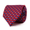 Red and Blue Classic Motif Duchesse Silk Tie