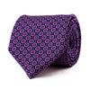 Blue and Purple Geometric Motif Duchesse Silk Tie