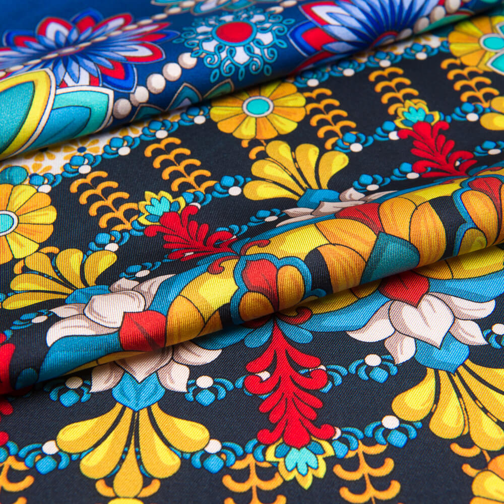 The Flower of Taormina Blue Silk Twill Scarf and Ring – Silvio Fiorello