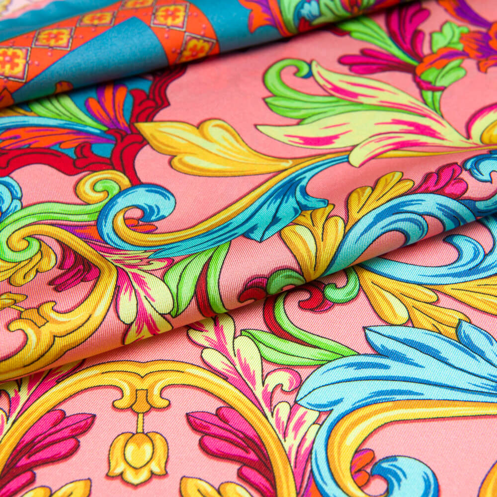Taormina Art Green and Pink Silk Twill Scarf and Ring – Silvio Fiorello