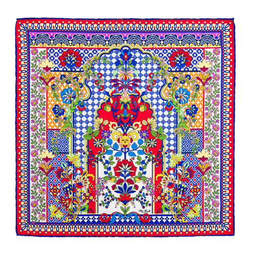 Pochette Tauromerion Blu e Multicolor Seta Twill