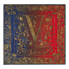 Pochette Monogramma Medievale Lettera V Rosso e Blu Seta