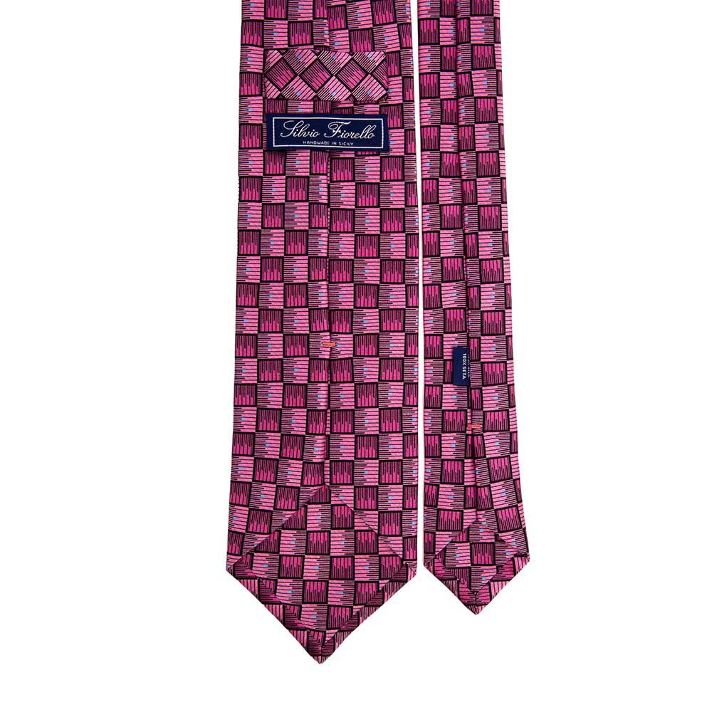 Blush Pink Satin Necktie with Geometric Rose Gold Rhinestones Pattern