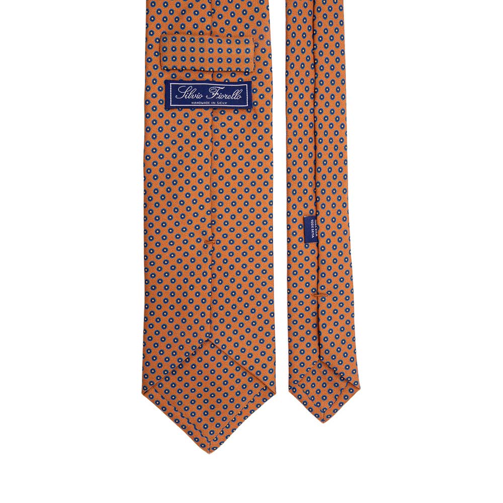 Silk Print Tie in Light Blue/Orange/White Stirrups