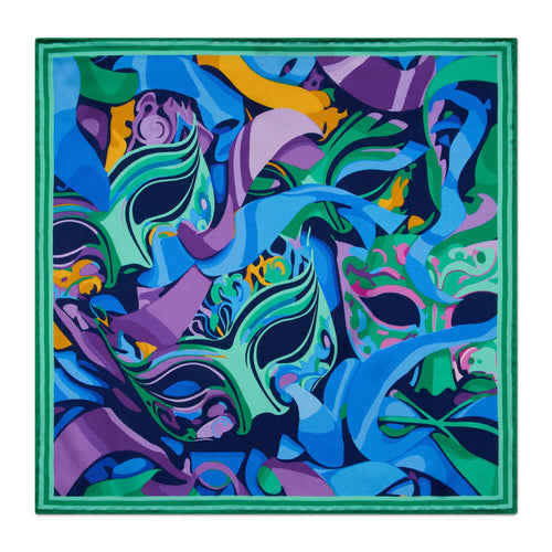 The Carnival of Venice Green Silk Pocket Square