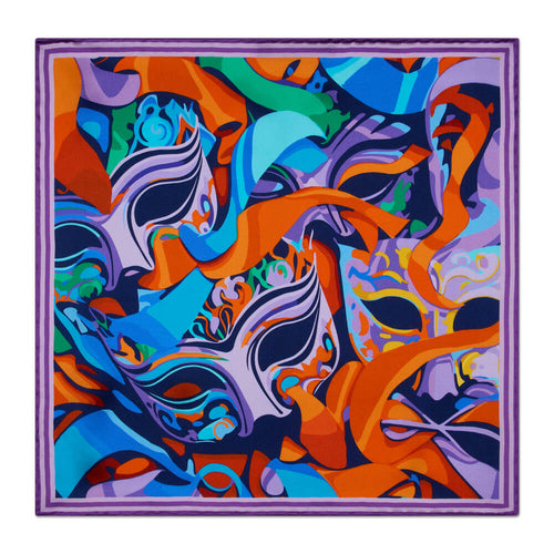 The Carnival of Venice Purple Silk Pocket Square