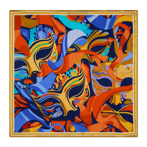 The Carnival of Venice Yellow and Orange Silk Pocket Square