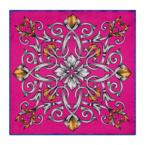 The Flower of Venice Fuchsia Silk Pocket Square