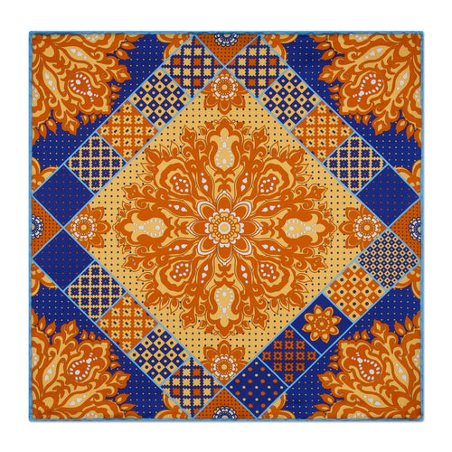 Venice Blue and Orange Silk Pocket Square