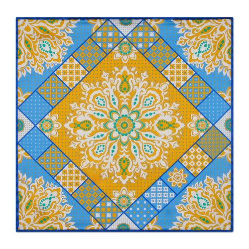 Venice Yellow and Light Blue Silk Pocket Square