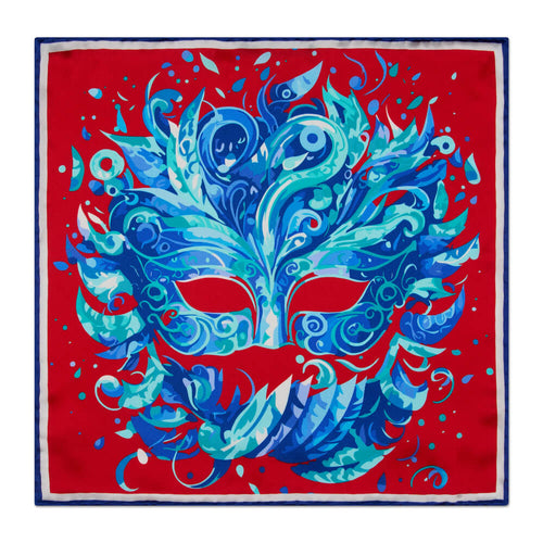 The Mask of Venice Red Silk Pocket Square