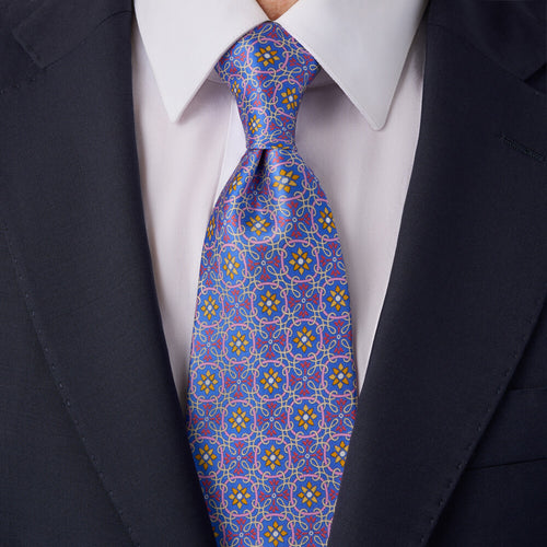 Cravatta Murano Azzurro e Rosa Seta Duchesse