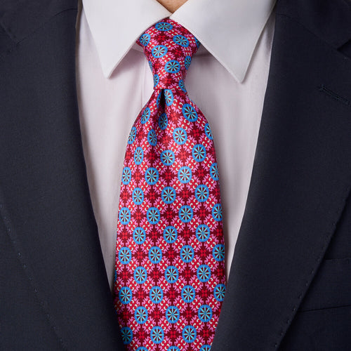 The Serenissima Red and Blue Duchesse Silk Tie