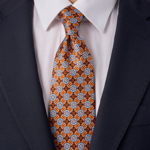 The Serenissima Brown and Blue Duchesse Silk Tie