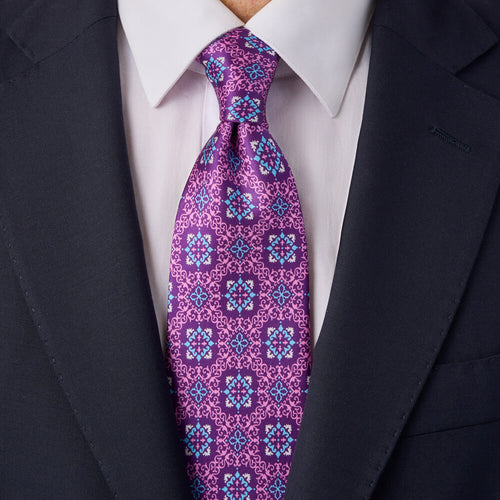 Grimani Palace Pink and Purple Duchesse Silk Tie