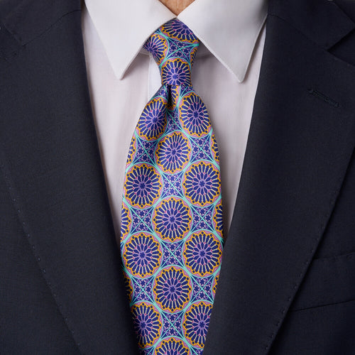 Cravatta Ca' D'oro Viola e Giallo Seta Duchesse